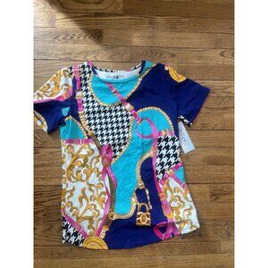 Fama Zee by Donati Vittorio Womans Shirt  Colorful uv quick dry golf NWT Size XS